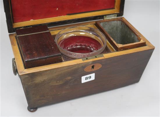 A parquetry box and a Georgian caddy